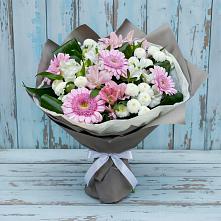 Букет цветов из:  Герберы, Альстромерии и Хризантемы в Шелковской
