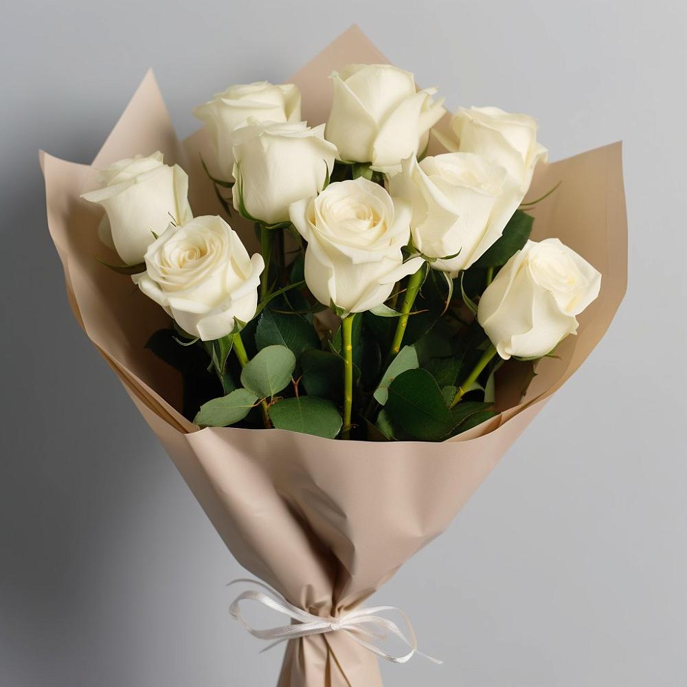 Букет 9 Белых роз Эдлесс Лав в Шелковской