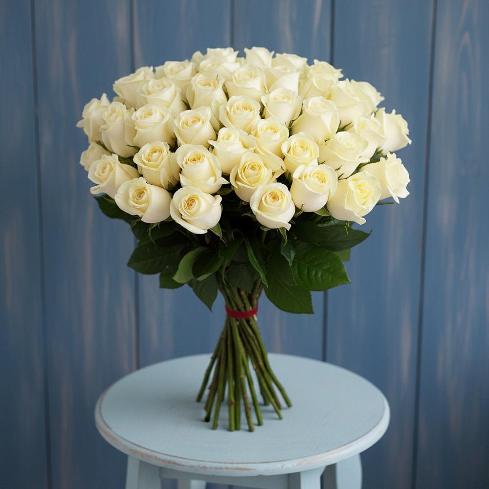 Букет 51 Белая роза Эдлесс Лав в Шелковской