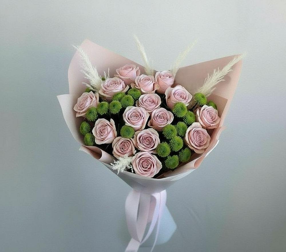 Букет цветов из: Розы и Хризантемы в Шелковской