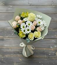 Букет цветов из:  Альстромерии, Розы и Хризантемы в Шелковской